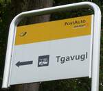 (165'246) - PostAuto-Haltestellenhinweisschild - Andeer, Tgavugl - am 19.