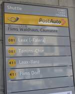 (213'253) - PostAuto-Haltestellenschild - Flims Waldhaus, Caumasee - am 1.