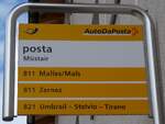 (284'800) - PostAuto-Haltestellenschild - M�stair, posta - am 10.