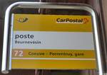 (203'720) - PostAuto-Haltestellenschild - Beurnevsin, poste - am 15. April 2019