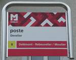 (236'910) - MOBIJU-Haltestellenschild - Develier, poste - am 6. Juni 2022