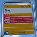 (175'391) - PostAuto/cj-Haltestellenschild - Glovelier, Gare - am 2.