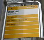 (205'571) - PostAuto-Haltestellenschild - Entlebuch, Bahnhof - am 27.