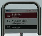 (239'738) - vbl/ROTTAL AUTO AG-Haltestellenschild - Wolhusen, Bahnhof - am 28.