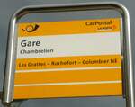 (130'202) - PostAuto-Haltestellenschild - Chambrelien, Gare - am 4.