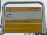 (226'846) - PostAuto-Haltestellenschild - Fleurier, gare - am 1.