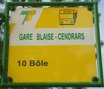 (129'525) - TN-Haltestellenschild - Neuchtel, Gare Blaise-Cendrars - am 6.