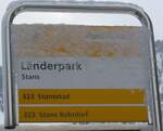 (186'814) - PostAuto-Haltestellenschild - Stans, Lnderpark - am 9.