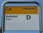 (250'879) - PostAuto-Haltestellenschild - Stans, Bahnhof - am 1.