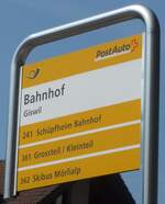 (206'905) - PostAuto-Haltestellenschild - Giswil, Bahnhof - am 30.