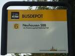 (136'152) - VERKEHRSBETRIEBE SCHAFFHAUSEN-Haltestellenschild - Schaffhausen, Busdepot - am 25.