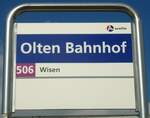 (138'115) - A-welle-Haltestellenschild - Olten, Bahnhof - am 6.