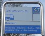 (158'542) - RTB-Haltestellenschild - Buchs, Bahnhof - am 1.