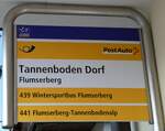 (246'496) - PostAuto-Haltestellenschild - Flumserberg, Tannenboden Dorf - am 24.