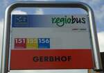 (133'213) - regiobus/VBSG-Haltestellenschild - Gossau, Gerbhof - am 13. April 2011