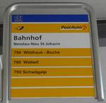 (163'271) - PostAuto-Haltestellenschild - Nesslau-Neu St.