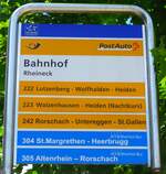 (180'246) - PostAuto/RTB-Haltestellenschild - Rheineck, Bahnhof - am 21.