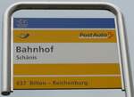 (166'123) - PostAuto-Haltestellenschild - Schnis, Bahnhof - am 10. Oktober 2015