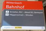 (202'701) - st.gallerbus/PostAuto-Haltestellenschild - Wittenbach, Bahnhof - am 21.