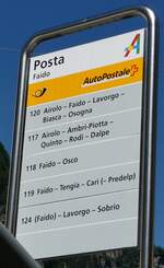 (237'135) - PostAuto-Haltestellenschild - Faido, Posta - am 12.