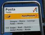 (237'137) - PostAuto-Haltestellenschild - Faido, Posta - am 12.