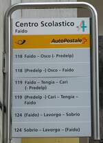 (245'792) - PostAuto-Haltestellenschild - Faido, Centro Scolastico - am 4.