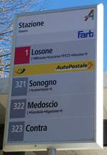 (244'901) - Fart/PostAuto-Haltestellenschild - Tenero, Stazione - am 10.