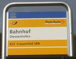 (222'251) - PostAuto-Haltestellenschild - Diessenhofen, Bahnhof - am 21. Oktober 2020