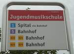 (134'907) - StadtBUS/PostAuto-Haltestellenschild - Frauenfeld, Jugendmusikschule - am 10.