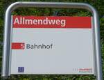 (182'598) - StadtBUS-Haltestellenschild - Frauenfeld, Allmendweg - am 3.