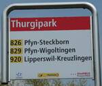 (235'412) - PostAuto/StadtBUS-Haltestellenschild - Frauenfeld, Thurgipark - am 7.