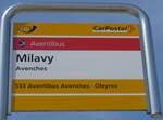 (161'267) - Aventibus/PostAuto-Haltestellenschild - Avenches, Milavy - am 28.