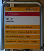 (234'778) - PostAuto/Aventibus-Haltestellenschild - Avenches, gare - am 18.