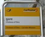 (193'273) - PostAuto-Haltestellenschild - Chteau-d'Oex, gare - am 21.