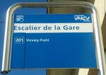 (147'343) - VMCV-Haltestellenschild - Montreux, Escalier de la Gare - am 22.