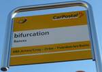 (173'155) - PostAuto-Haltestellenschild - Rances, bifurcation - am 20.