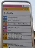 (173'245) - travys/PostAuto-Haltestellenschild - Yverdon, Bel-Air - am 22.