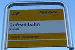 (214'133) - PostAuto-Haltestellenschild - Fiesch, Luftseilbahn - am 9. Februar 2020