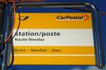 (142'670) - PostAuto-Haltestellenschild - Haute-Nendaz, station/poste - am 26.