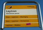 (131'933) - PostAuto-Haltestellenschild - Leytron, Ancienne poste - am 2.