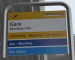 (188'014) - PostAuto/Bus urbain-Haltestellenschild - Monthey-Ville, Gare - am 20.