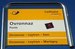 (131'965) - PostAuto-Haltestellenschild - Ovronnaz, Poste - am 2.