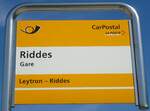 (133'176) - PostAuto-Haltestellenschild - Riddes, Gare - am 3.