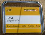 (208'301) - PostAuto-Haltestellenschild - Somplon Dorf, Post - am 3.