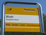 (208'331) - PostAuto-Haltestellenschild - Simplon Dorf, Blatt - am 3.