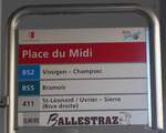 (176'599) - BUS Sdunois/BALLESTRAZ-Haltestellenschild - Sion, Place du Midi - am 12.