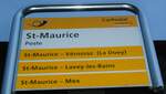 (132'412) - PostAuto-Haltestellenschild - St-Maurice, Poste - am 22.