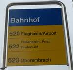 (169'978) - ZVV/PostAuto-Haltestellenschild - Emrach-Rorbas, Bahnhof - am 14. April 2016