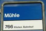 (129'682) - ZVV-Haltestellenschild - Kloten, Mhle - am 12.