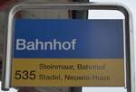 (168'867) - ZVV/PostAuto-Haltestellenschild - Niederhasli, Bahnhof - am 24.